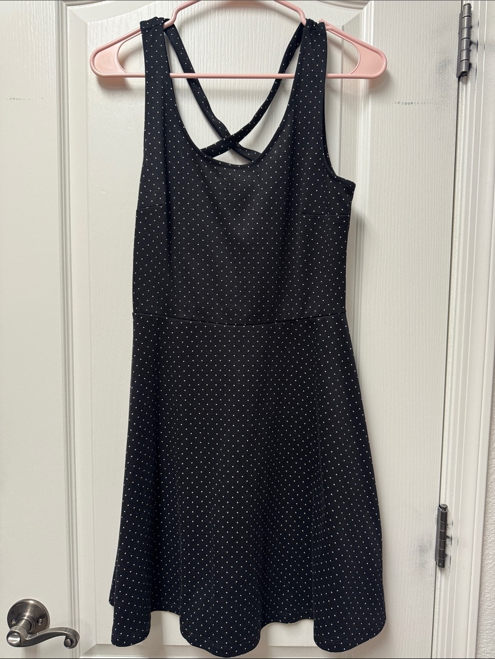 H&M Black with White Polka Dot Sleeveless Fit & Flare Dress